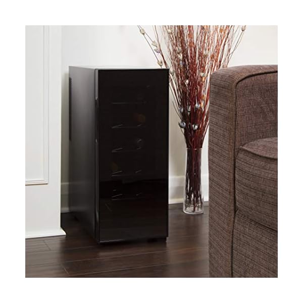 Koolatron-WC12-Thermoelectric-12-bottle-Slim-Countertop-Wine-Cellar-Double-tempered-Glass-Door-Adjustable-Temperature-Control-Thermoelectric-Cooling-Removable-Shelves-Black