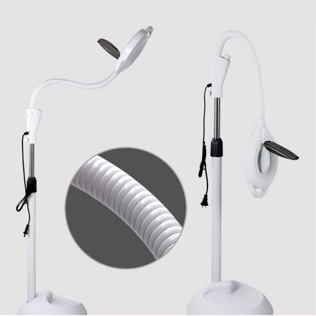 Floor lights 8x Diopter LED Magnifying Light Floor Rooling Stand Lamp Magnifier Glass Len Facial Light With Adjustable Gooseneck Beauty Salon Jewelry Reading Light ( Edition : No pulley , Wattage : 24w )