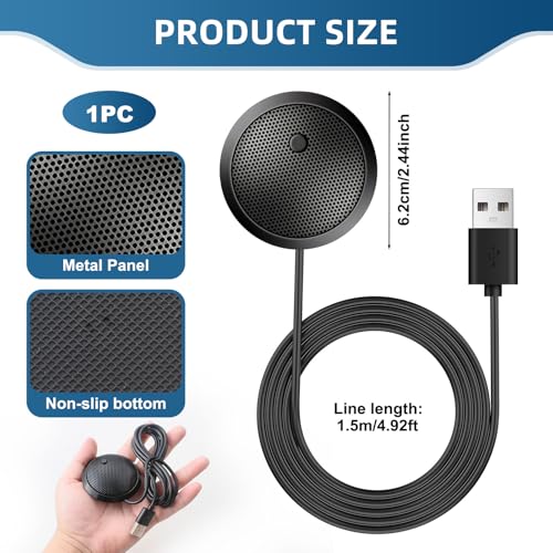 ZestEcho Micrófono USB para PC, Micrófono de Condensador Omnidireccional 360° con Botón de Silencio, Micrófono para Ordenador de Sobremesa para Reuniones, Clases Online, Gaming, Streaming Plug & Play