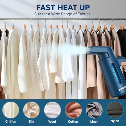 Blesgam Steamer for Clothes 700W, Double Row Steam Clothes Steamer, 180ML Large Capacity Water Tank, 40S Fast Heat-up Garment steamer for Home and Office(GY168)