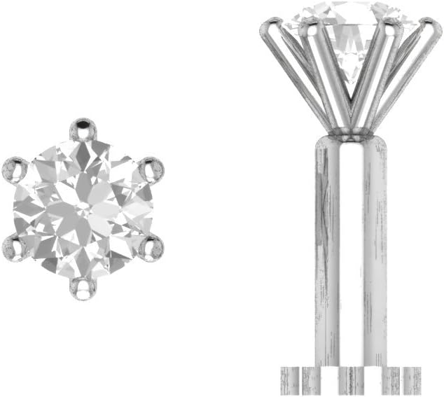 Silvercartvila 3.00mm Sim Diamond Solitaire Lip Labret Nose Bone Screw Piercing Stud Ring Pin for Women