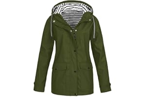 Womens Rain Jackets Waterproof Rain Coats Lightweight Packable Raincoats Hooded Zipper Trench Coats with Pockets