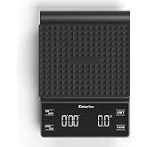 KitchenTour Coffee Scale with Timer | 3kg/0.1g High Precision, Pour Over Drip Espresso, Back-Lit LCD Display, Batteries Included