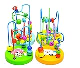 Children Kids Baby Colorful Wooden Mini Around Beads Maze Educational Game Toy (Color: Multicolor)