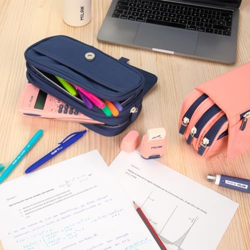 ® Estuche portatodo 4 cremalleras con solapa 1918, azul