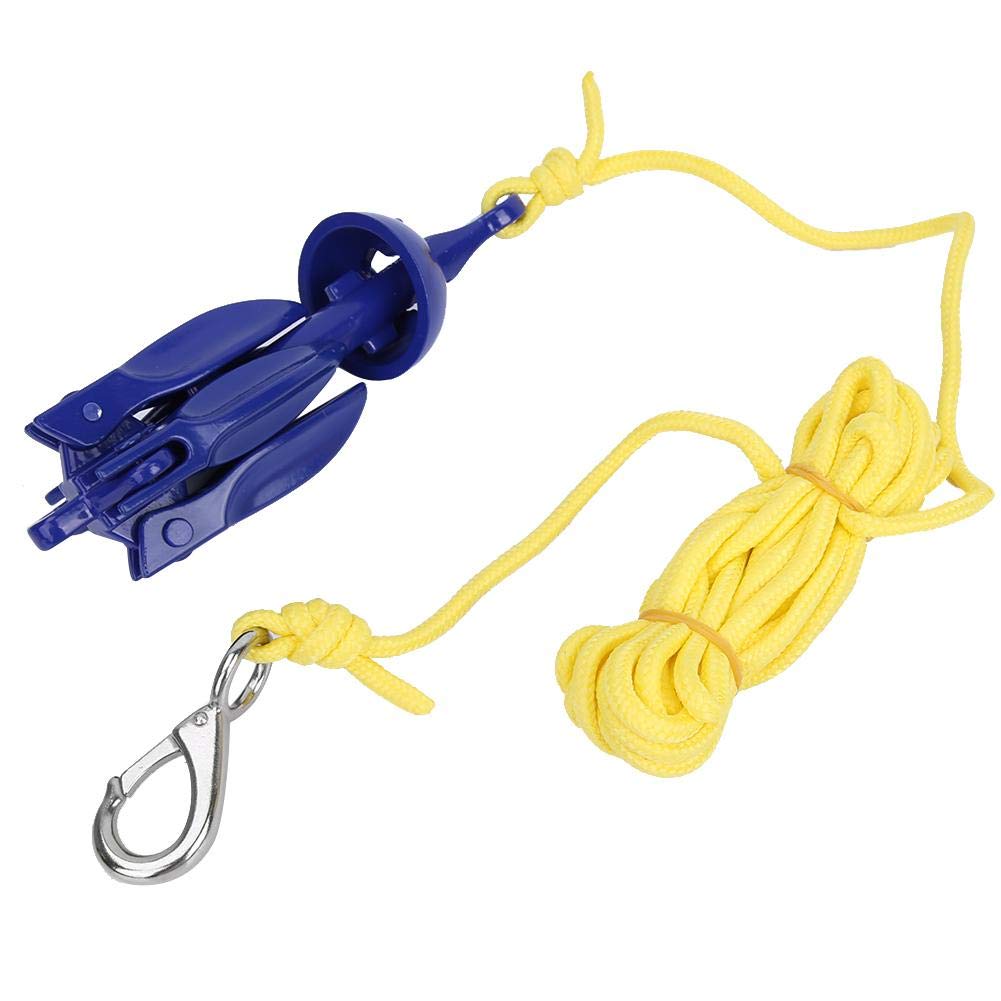 DEWIN Boat Anchor, Kayak Fixed Anchor, Foldable Aluminum Canoe Kayak Anchor, Anchor Tow with 5m/16.4foot Rope Buckle Kit for Kayaking Inflatable Boat