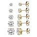 Kainier Women's 14K Gold Plated CZ Stud Earrings Simulated Diamond Round Cubic Zirconia Ear Stud Set（5 Pairs)…