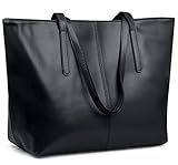 Jack&Chris Black Genuine Leather Designer Handbags Work Tote Shoulder Bags for Women,WBDZ038 Black