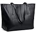 Jack&Chris Black Genuine Leather Designer Handbags Work Tote Shoulder Bags for Women,WBDZ038 Black