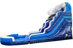 POGO BOUNCE HOUSE Inflatable Water Slide for Kids & Toddlers with Inflatable Pool, Backyard, Park or Commercial Use, Outdoor Water Play, Includes Blower Stakes, Splash Pool & Storage Bag, Large 25.5' x 9' x 15'