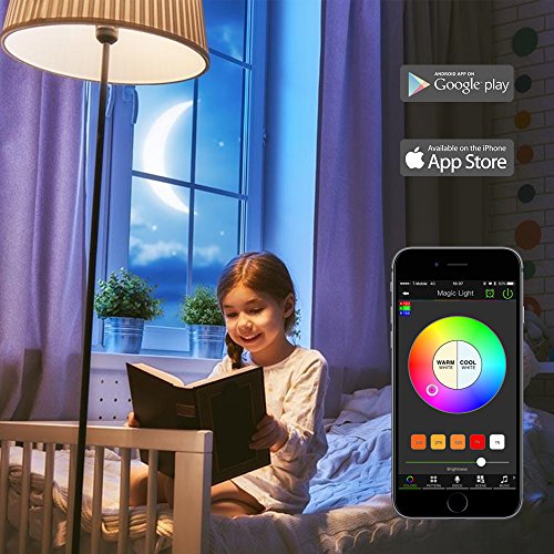 MagicLight WiFi Smart Light Bulb, Dimmable, Multicolor, Wake-Up Lights, No Hub Required, Magic Light Compatible with Alexa and Google Assistant - 2 Pack