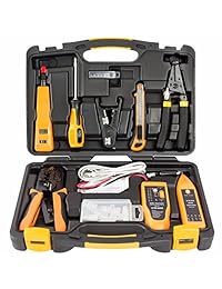 InstallerParts 15 piezas Kit de herramientas de instalación de red   Incluye LAN Data Tester, RJ11 45 Crimper, 66 110 Punch Down, 20 30 Gauge Wire Stripper, Utility Knife, 2 en 1 Screwdriver, y Hard Case