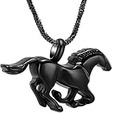 Yinplsmemory Galloping Horse Cremation Jewelry Urn Necklace for Ashes Holder Keepsake Memorial Jewelry for Women Men