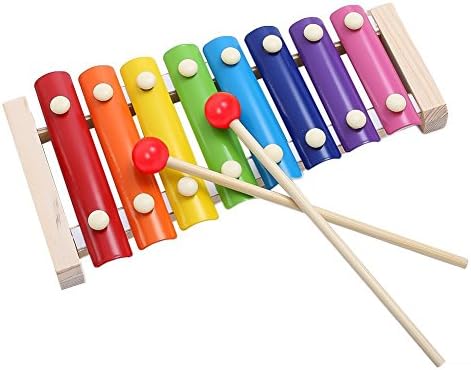 Haleppy Wooden 8 Key Notes Xylophone Toys Hand Knock Piano Music Instrument for 1 2 3 Years Old Kids and Up