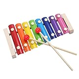 IHOME&ILIFE Wooden 8 Key Notes Xylophone Toys Hand Knock Piano Music Instrument for 1 2 3 Years Old Kids and Up