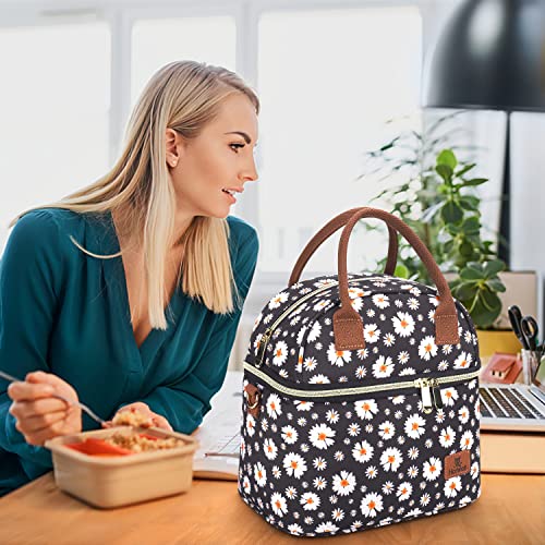 Hafmall 9L Thermal Food Bag, Portable Lunch Bag with Two Compartments, Insulated Bag for Women, Work and School Food Bag, Margarita