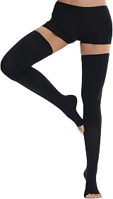 Ailaka Thigh High Medical Compression Stockings 20-30 mmHg Open Toe view 1