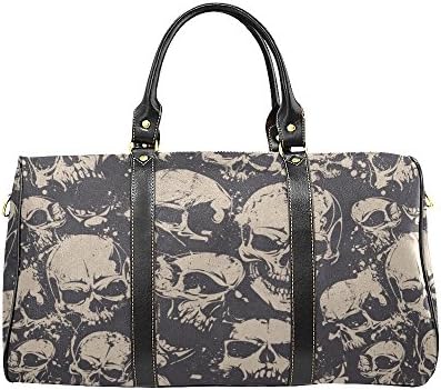 VunKo Halloween Sugar Skull Large Travel Duffel Bag Waterproof Weekend Bag Luggage with Strap