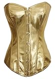 Alivila.Y Fashion Womens Sexy Steampunk Gothic Faux Leather Boned Corset 2340A-Gold-2XL