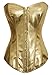 Alivila.Y Fashion Womens Sexy Steampunk Gothic Faux Leather Boned Corset 2340A-Gold-2XL