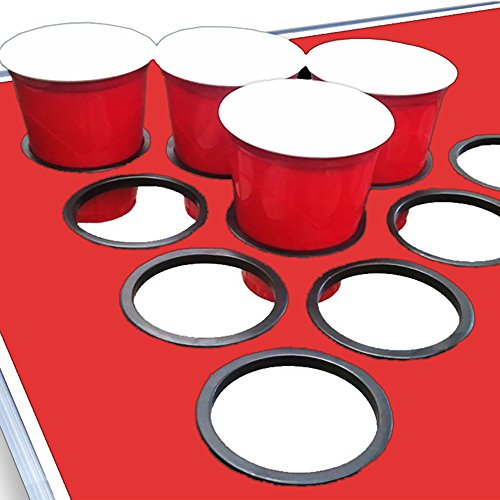 Beer Pong Table With Cup Holes – 8 Foot Easy Fold up w/ Adjustable Height – Professional Red, Blue Design – Perfect for Tailgates, BP Parties, Flip Cup, University Pregames By Drinking Game Zone - Thumbnail 2