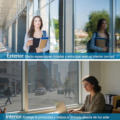 Niviy Mirror Vinyl for Windows Privacy 44.5 x 200 cm Vinyl for Glass Mirror Effect Anti UV Anti Heat Vinyl Window Privacy for Home Office Silver