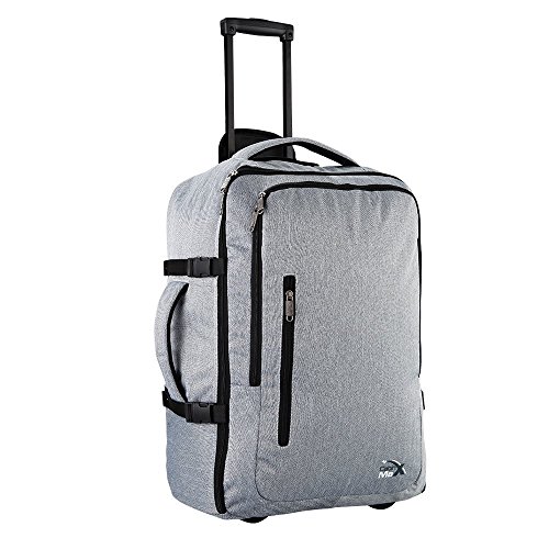 Cabin Max Malaga Travel Trolley Bag Flight Approved hand luggage cabin (Grey Trolley)