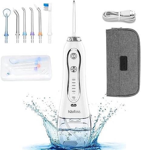 Buy H2ofloss Water Flosser Professional Cordless Dental Oral Irrigator - Portable and Rechargeable IPX7 Waterproof Water Flossing for Teeth Cleaning,300ml Reservoir Home and Travel (HF-6)… in Saudi Arabia