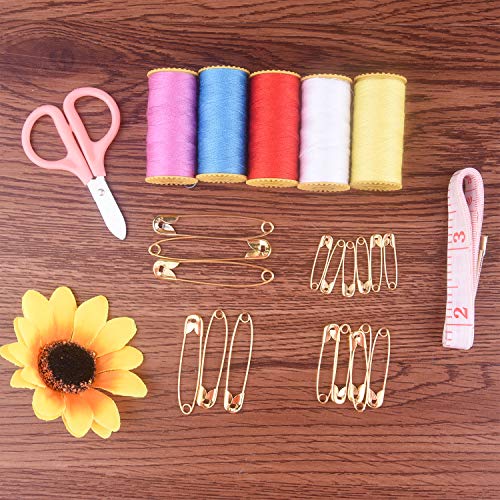 TUPARKA 300pcs Gold Safety Pins Assorted Safety Pins 25-55mm Sewing Accessories Kit for Baby Clothing Crafts & Arts with Storage Box(5 Sizes)