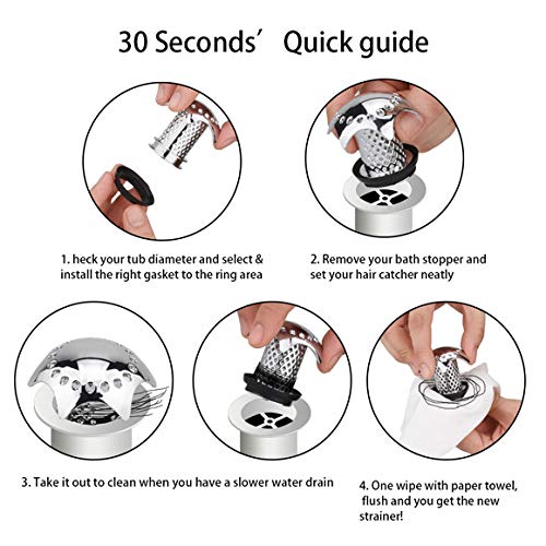 ERQILUJI Tub Drain Hair Catcher/Strainer/Stopper/Trap, Shower/Bathtub/Bathroom Tub Drain Protector - Thumbnail 4