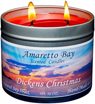 Amaretto Bay Soy Wax Scented Candles 16oz Aromatherapy Travel Tin (Dickens Christmas)