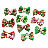 PET SHOW Christmas Pet Dog Hair Bows W/Rubber Bands Xmas Cat Puppy Grooming Accessories One Layer Pack of 20