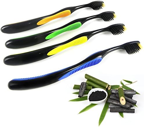 My Dental Charcoal | 8pcs Super Soft Toothbrush with Anti Bacteria Nano Charcoal Bristle for Adults Family Mouth Teeth Care | Smart Deep Clean for Sensitive Gum | Blue Yellow Green Orange | 977