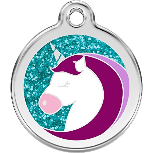 Red Dingo Personalized Glitter Unicorn Pet ID Dog Tag (Small)