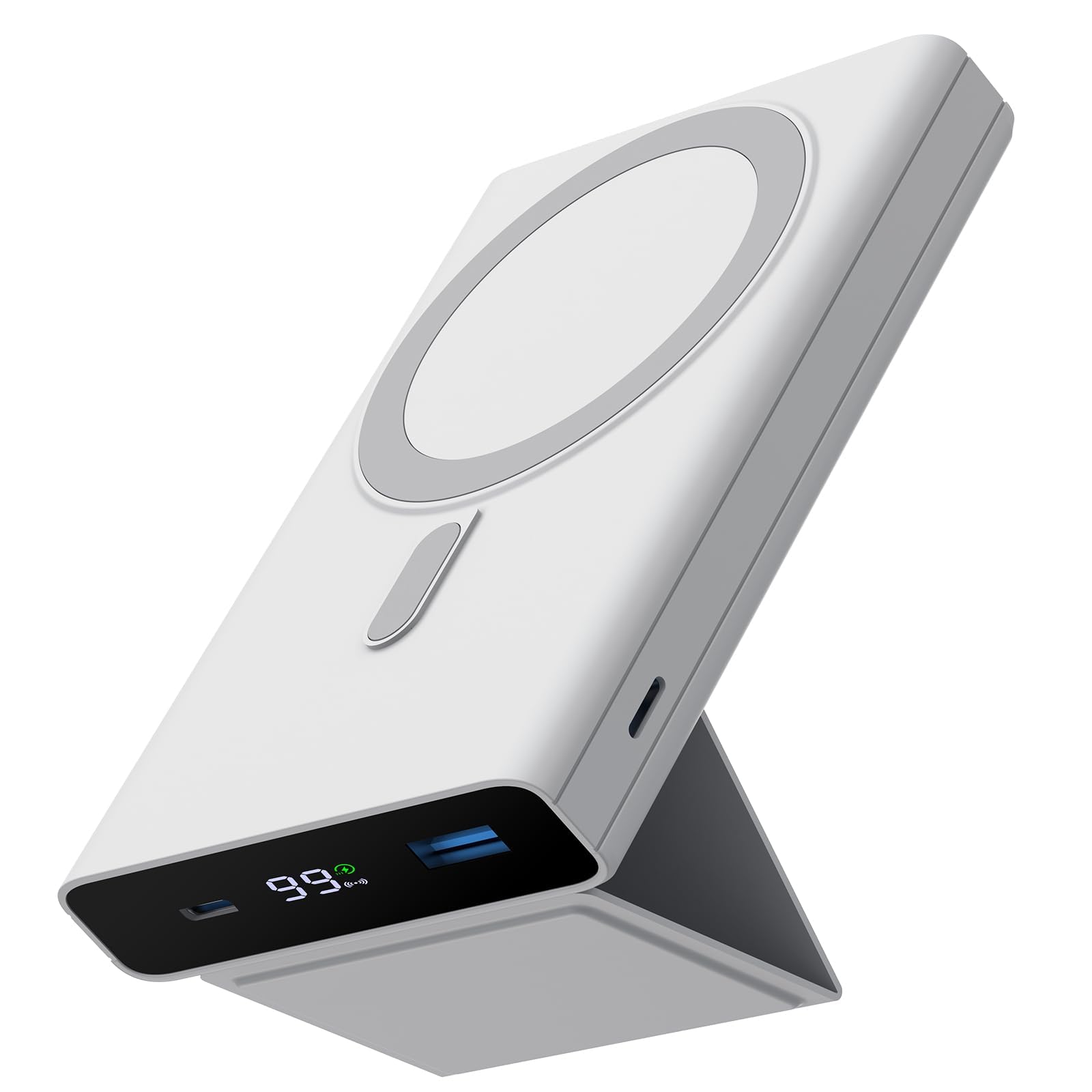Magnetic Portable Charger - 10000mAh Wireless Power Bank with Stand and USB-C LED Display, Slim Magnetic Battery Pack 22.5W PD Fast Charging for iPhone 15/14/13/12/Pro/Mini/Pro Max