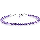 InfinityGemsArt Natural Stone Beads Dainty Bracelet Jewelry for Women, Crystals and Gemstones Birthstone 925 Sterling Silver Chain 8 inch Gifts For her