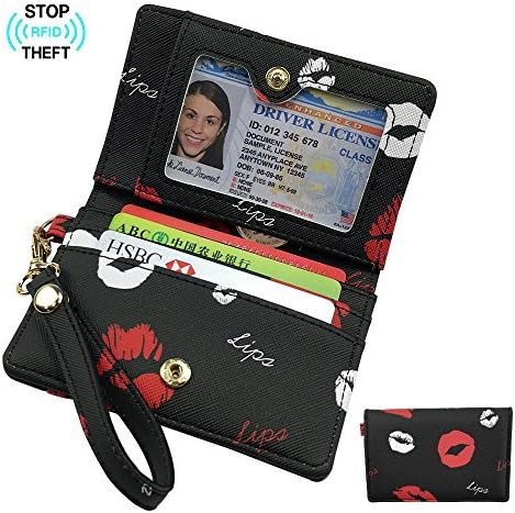 Womens Credit Card Wallet PU Leather Card Holder Slim Front Pocket Wallet Small ID Coin Purse with RFID Blocking