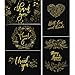 50 Thank You Cards with Envelopes - Matte Black with Gold Floral Script - Weddings Baby Showers Bridal Showers Graduation primary