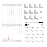 3528 2 Pin LED Strip Connector Kit - 8mm LED Connector Kit Includes 10x LED Strip Light Connector Pigtail, 10x Jumper Connector, 10x L Shape Connectors, 2X DC Connector, 2X Gapless Connectors, Clips