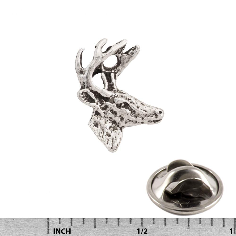 M008MP Jewelry Brooch Whitetail Deer Head Pewter Mini Lapel Pin
