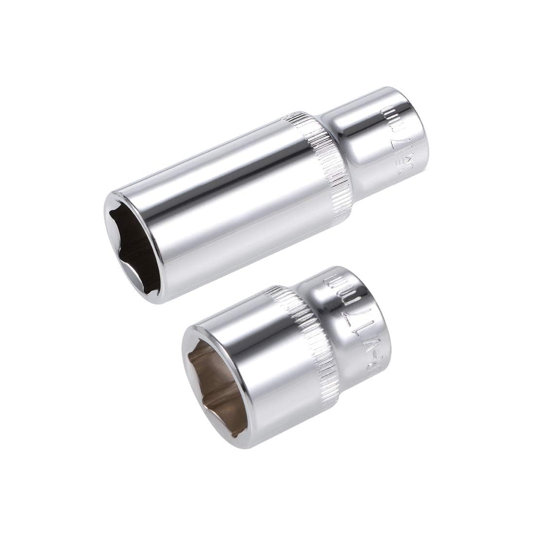 TOP-VIGOR 2Pcs 3/8-Inch Drive by 17mm Deep and Shallow Socket, Cr-V Drive Socket, 6-Point, Metric for Auto Repairing and Household
