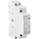 Heschen 25A 2 Pole Modular AC Contactor 2NO, 12V DC Coil | Normally Open 35mm DIN Rail Mount, T&uuml;V Listed Reliable Relay for Household Lighting, HVAC &amp; Low-Inductance Loads