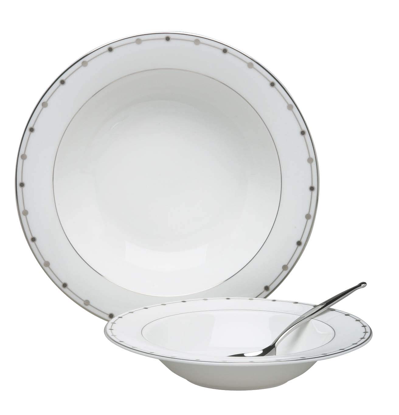 Elia Jester Fine Bone China Rimmed Pasta Bowl 270mm (Pack of 2)