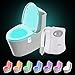 Colorful Motion Sensor Toilet Night Light, Oenbopo Home Toilet Light Bathroom Human Body Auto Motion Activated Sensor Toilet Seat Lights Lamp 8-Color Changes(Only Activates in Darkness)