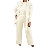 JiXiang Winter Lounge Sets for Women Open Front Cardigan Tank Tops Wide Legs Pants 3 Piece Sweatsuit Elegant Travel Outfits