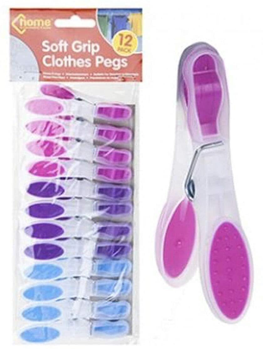 PMS Soft Grip & 7 Coil Plastic Cloth Pegs (Soft Grip 12 Pieces)