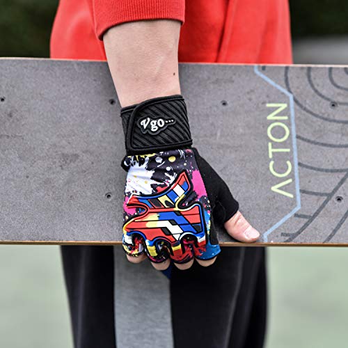 image for Vgo... Junior Half-Finger Breathable Skateboarding Gloves Outdoor Glov