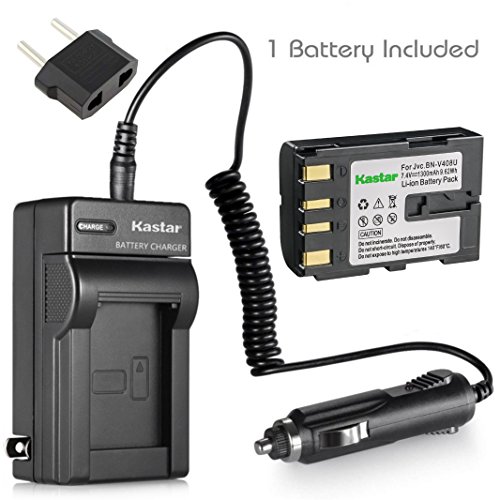 Kastar Battery and Charger for JVC GR-DVL805U, GR-DVL815U, GR-DVL820U, GR-DVL200U, GR-DVL210U, GR-DVL220U, GR-DVL300U, GR-DVL310U MiniDV Camcorder as JVC BN-V408, BN-V408U, BN-V416, BN-V416U, BN-V428