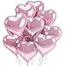 Pink Heart Balloons 12 PACK Rose Gold Valentines Day Mylar Balloon Set Metallic Foil Heart Shaped Decorations