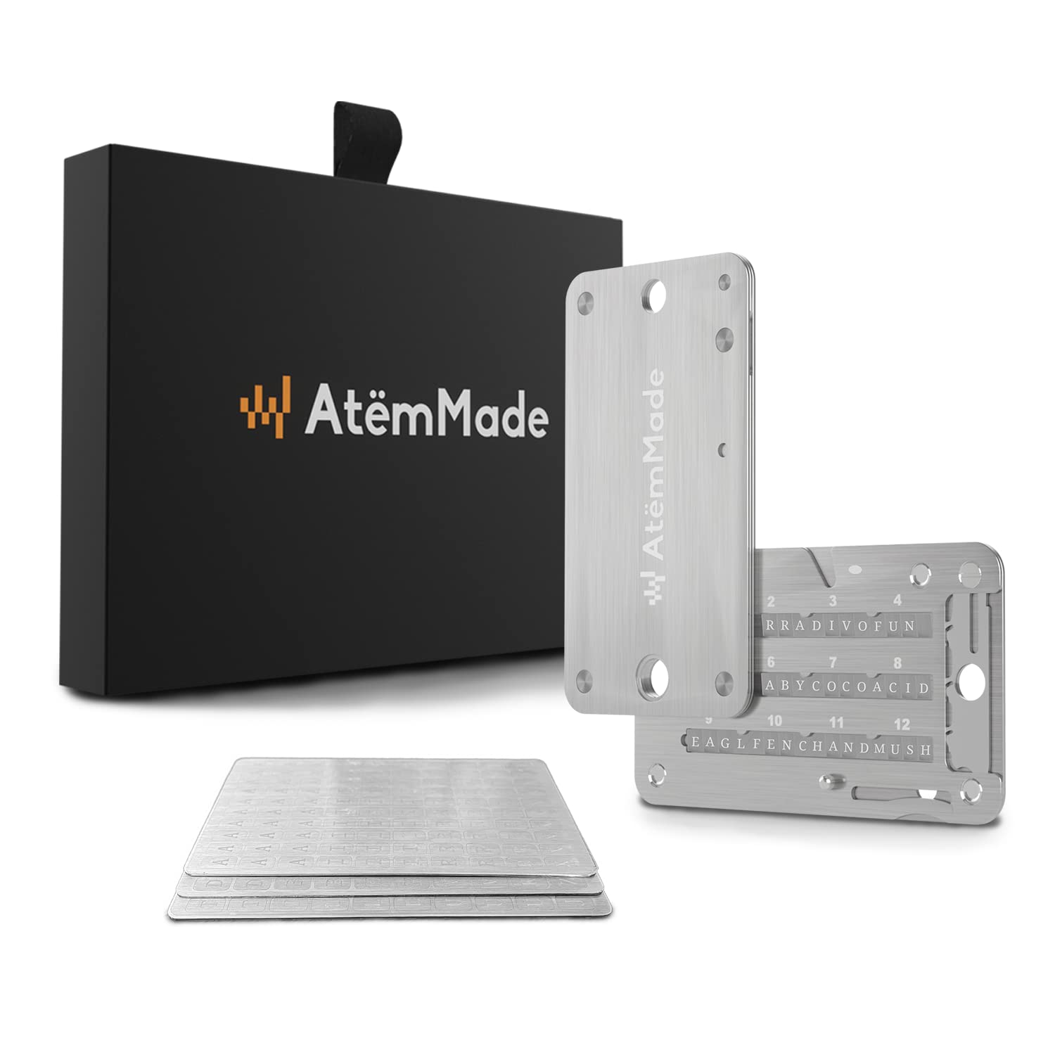 AtemMade Crypto Seed Storage - Bitcoin Wallet Made With Indestructible  Stainless Steel Plate - Hardware Wallet Backup Compatible With All BIP39  Ledger, Trezor, Safepal Wallets in Saudi Arabia | Whizz Security Lock Boxes